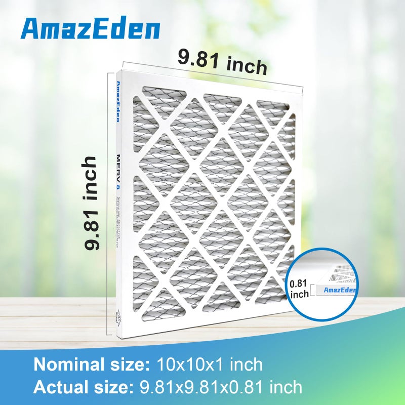AmazEden 10x10x1 Air Filter (4-Pack) MERV 8 MPR 600 Pleated HVAC AC Furnace Air Filters Dust Defense Replacement (Exact Dimensions: 9.81x9.81x0.81 Inches) - Image 3